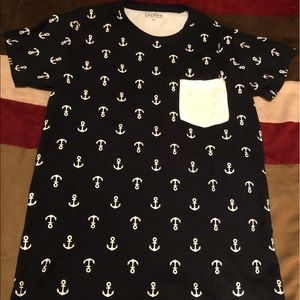 Navy Blue Anchor Pattern T-shirt